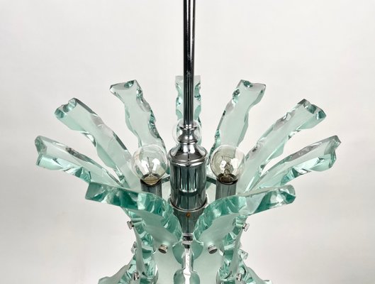 Art Glass & Steel Pendant Light by 04 Zero Quattro for Fontana Arte, Italy, 1970s-LYQ-1171251