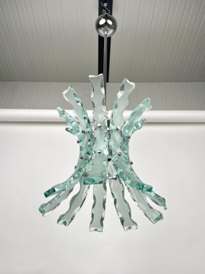 Art Glass & Steel Pendant Light by 04 Zero Quattro for Fontana Arte, Italy, 1970s-LYQ-1171251