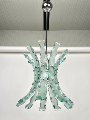 Art Glass & Steel Pendant Light by 04 Zero Quattro for Fontana Arte, Italy, 1970s-LYQ-1171251