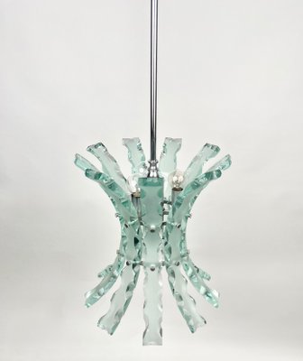 Art Glass & Steel Pendant Light by 04 Zero Quattro for Fontana Arte, Italy, 1970s-LYQ-1171251