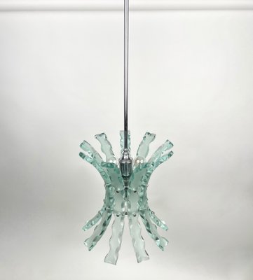 Art Glass & Steel Pendant Light by 04 Zero Quattro for Fontana Arte, Italy, 1970s-LYQ-1171251