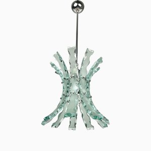 Art Glass & Steel Pendant Light by 04 Zero Quattro for Fontana Arte, Italy, 1970s-LYQ-1171251