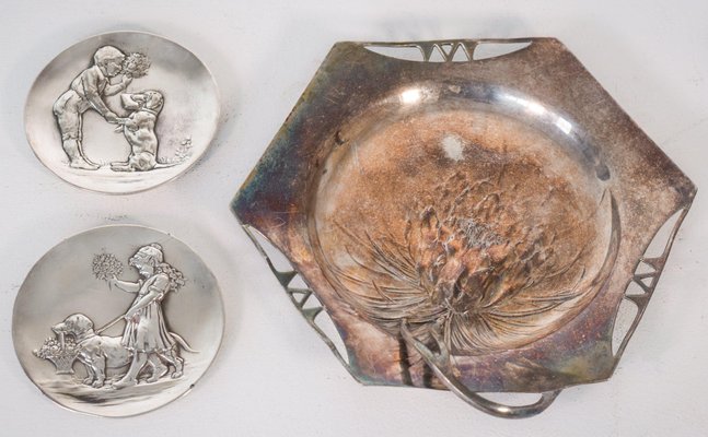 Art New Pewter Dishes, Set of 3-AOI-1106825