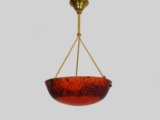 Art Nouveau 1 Fire Sink Chandelier in Marmoreal Glass Paste, 1960s-MZP-2019714