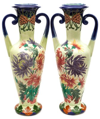 Art Nouveau Amphora Vases from Longchamp, 1900s, Set of 2-JCN-1716365