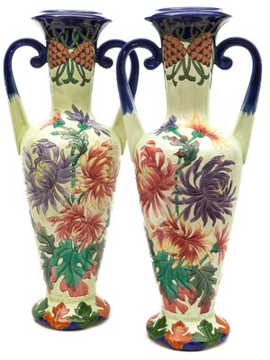 Art Nouveau Amphora Vases from Longchamp, 1900s, Set of 2-JCN-1716365