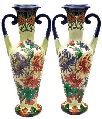 Art Nouveau Amphora Vases from Longchamp, 1900s, Set of 2-JCN-1716365