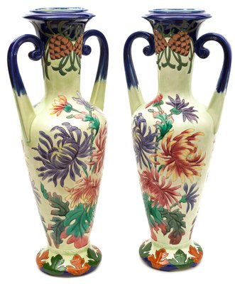 Art Nouveau Amphora Vases from Longchamp, 1900s, Set of 2-JCN-1716365