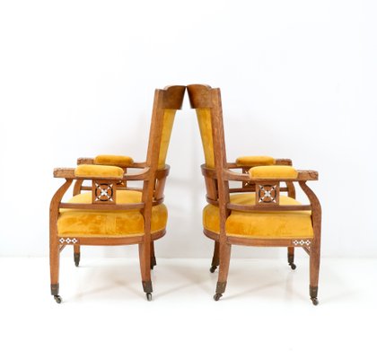 Art Nouveau Arts and Crafts Armchairs in Oak by Royal H.F. Jansen & Zonen Amsterdam, Set of 2-MY-1344384