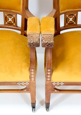 Art Nouveau Arts and Crafts Armchairs in Oak by Royal H.F. Jansen & Zonen Amsterdam, Set of 2-MY-1344384