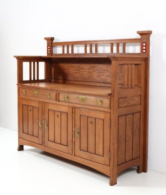 Art Nouveau Arts & Crafts Oak Buffet or Cupboard by H.F. Jansen & Zonen, 1900s-MY-1353172