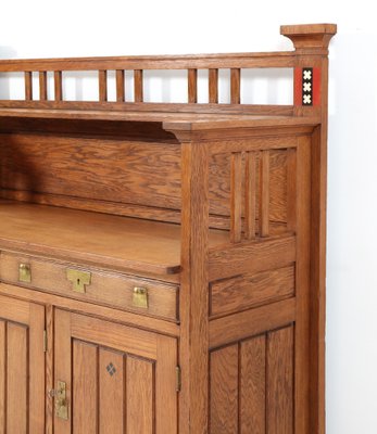 Art Nouveau Arts & Crafts Oak Buffet or Cupboard by H.F. Jansen & Zonen, 1900s-MY-1353172