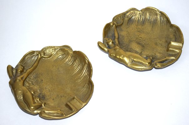 Art Nouveau Ashtrays in Bronze, 1890s, Set of 2-VA-1794597