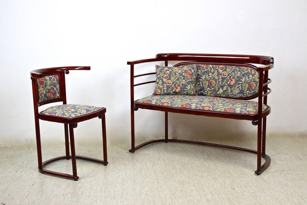 Art Nouveau Bentwood Seating Set Fledermaus by Josef Hoffmann for J&J Kohn, 1907, Set of 3-TQA-1322308