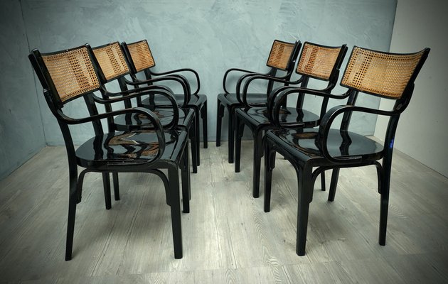 Art Nouveau Black Wood and Vienna Straw Chair, 1910s-UH-875743