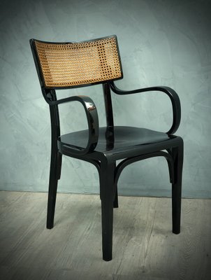 Art Nouveau Black Wood and Vienna Straw Chair, 1910s-UH-875743