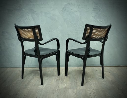 Art Nouveau Black Wood and Vienna Straw Chair, 1910s-UH-875743