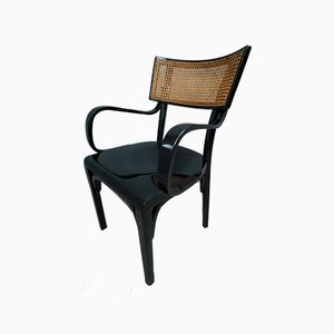 Art Nouveau Black Wood and Vienna Straw Chair, 1910s-UH-875743