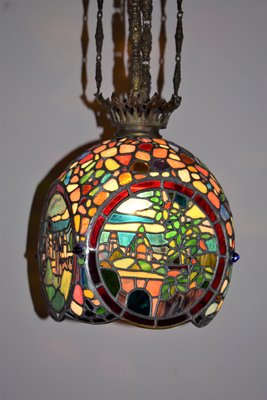 Art Nouveau Bleiglas Ceiling Lamp-VA-1167905