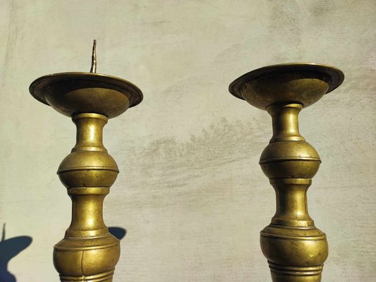 Art Nouveau Brass Candleholders, 1890s, Set of 2-CAQ-2043722