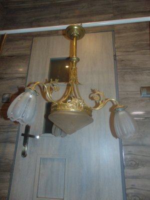 Art Nouveau Brass Chandelier-CAQ-1080181