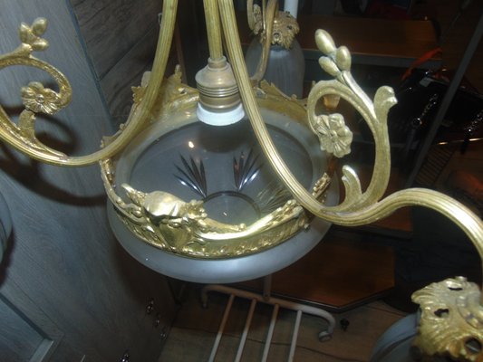 Art Nouveau Brass Chandelier-CAQ-1080181