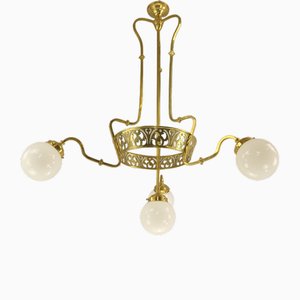 Art Nouveau Brass Chandelier with Four Light Sources from Bavaria, Germany, 1910s-KDB-1821284