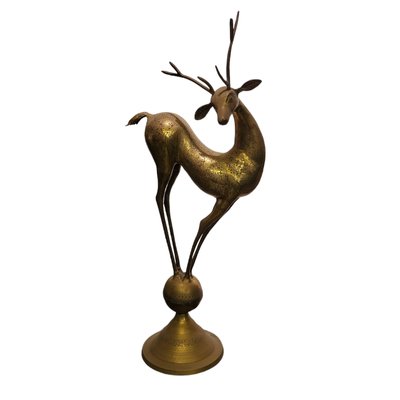 Art Nouveau Brass Deer Sculpture, 1890s-1910s-TCS-1739927