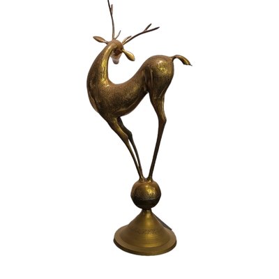 Art Nouveau Brass Deer Sculpture, 1890s-1910s-TCS-1739927