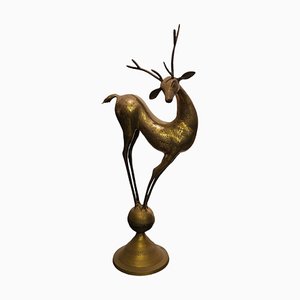 Art Nouveau Brass Deer Sculpture, 1890s-1910s-TCS-1739927