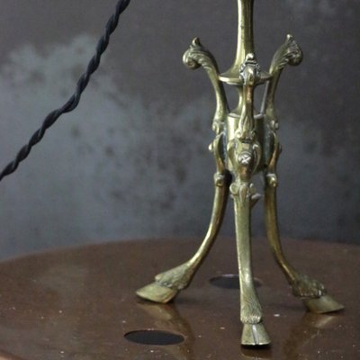 Art Nouveau Brass Opaline Glass Table Desk Lamp, 1920s-BLS-2025981