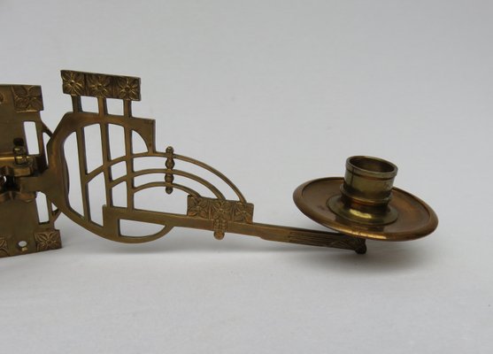 Art Nouveau Brass Piano Candleholders, Set of 2-EY-632715