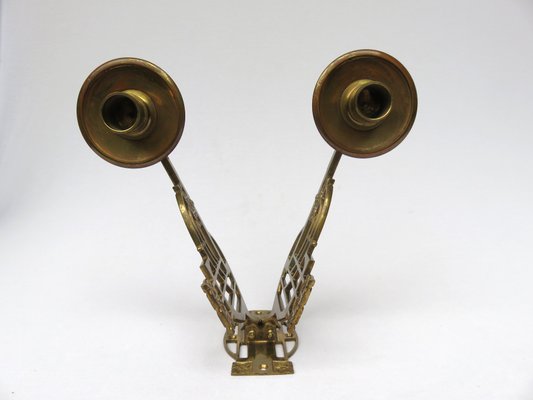 Art Nouveau Brass Piano Candleholders, Set of 2-EY-632715