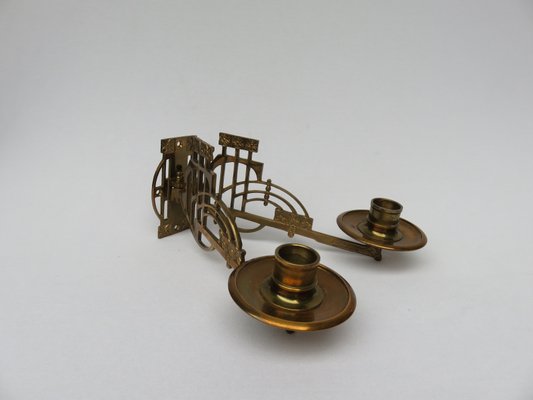 Art Nouveau Brass Piano Candleholders, Set of 2-EY-632715