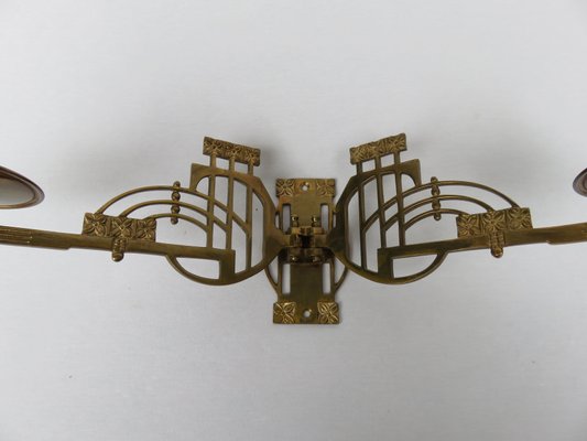 Art Nouveau Brass Piano Candleholders, Set of 2-EY-632715