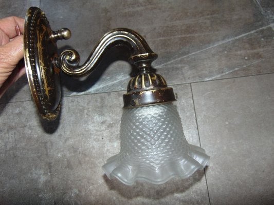 Art Nouveau Brass Wall Lamp-CAQ-999086