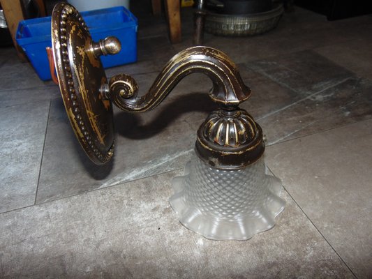 Art Nouveau Brass Wall Lamp-CAQ-999086