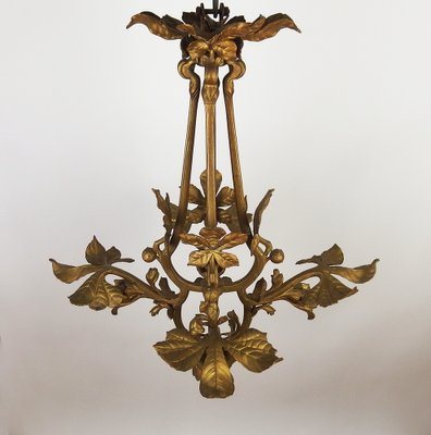 Art Nouveau Bronze Chandelier, 1890s-LW-1804606