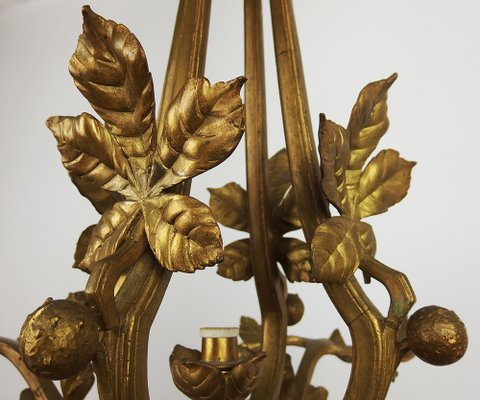 Art Nouveau Bronze Chandelier, 1890s-LW-1804606