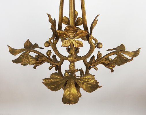 Art Nouveau Bronze Chandelier, 1890s-LW-1804606