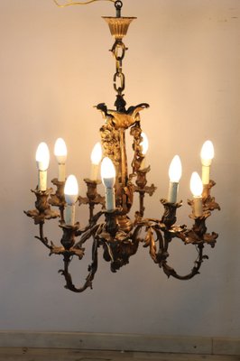 Art Nouveau Bronze Chandelier, 1900s-DCO-954096