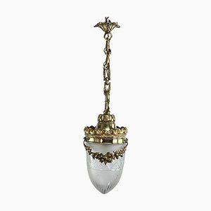 Art Nouveau Bronze Hanging Lamp in Teardrop Shape, 1890s-JUZ-1774902