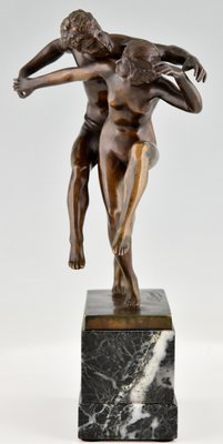 Art Nouveau Bronze Sculpture of Dancing Nude Couple by Charles Samuel, 1900s-KTN-1383314