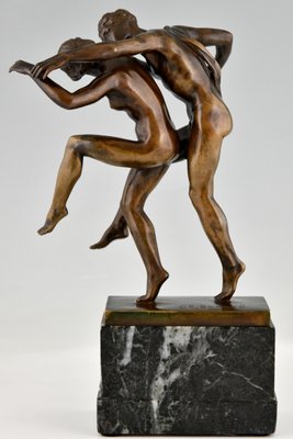 Art Nouveau Bronze Sculpture of Dancing Nude Couple by Charles Samuel, 1900s-KTN-1383314