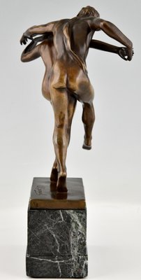 Art Nouveau Bronze Sculpture of Dancing Nude Couple by Charles Samuel, 1900s-KTN-1383314