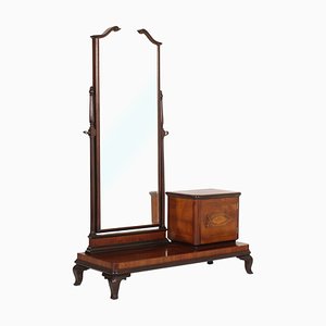 Art Nouveau Burl Walnut Console Table with Beveled Mirror, 1900s-NJV-582028