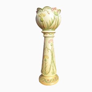 Art Nouveau Cachepot Sur Colonne Planter on Display by Jean Massier for Vallauris, Set of 2-AWL-864909