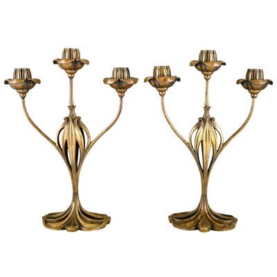 Art Nouveau Candelabra in Bronze by Georges De Feure, 1901, Set of 2-KTN-1782683