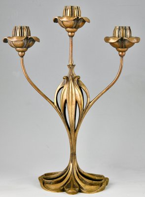 Art Nouveau Candelabra in Bronze by Georges De Feure, 1901, Set of 2-KTN-1782683