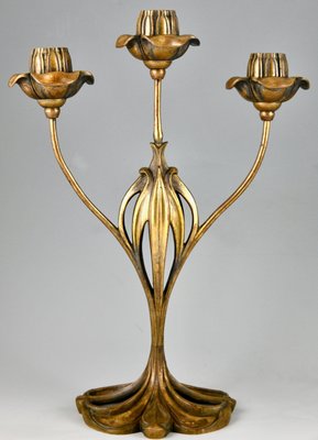 Art Nouveau Candelabra in Bronze by Georges De Feure, 1901, Set of 2-KTN-1782683